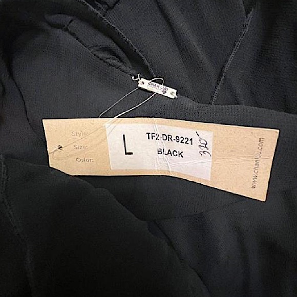 Large tie waist dress long sleeve maxi black size large ruffle - Picture 3 of 4